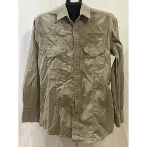 Western Express Tan Button Up Blouse size M